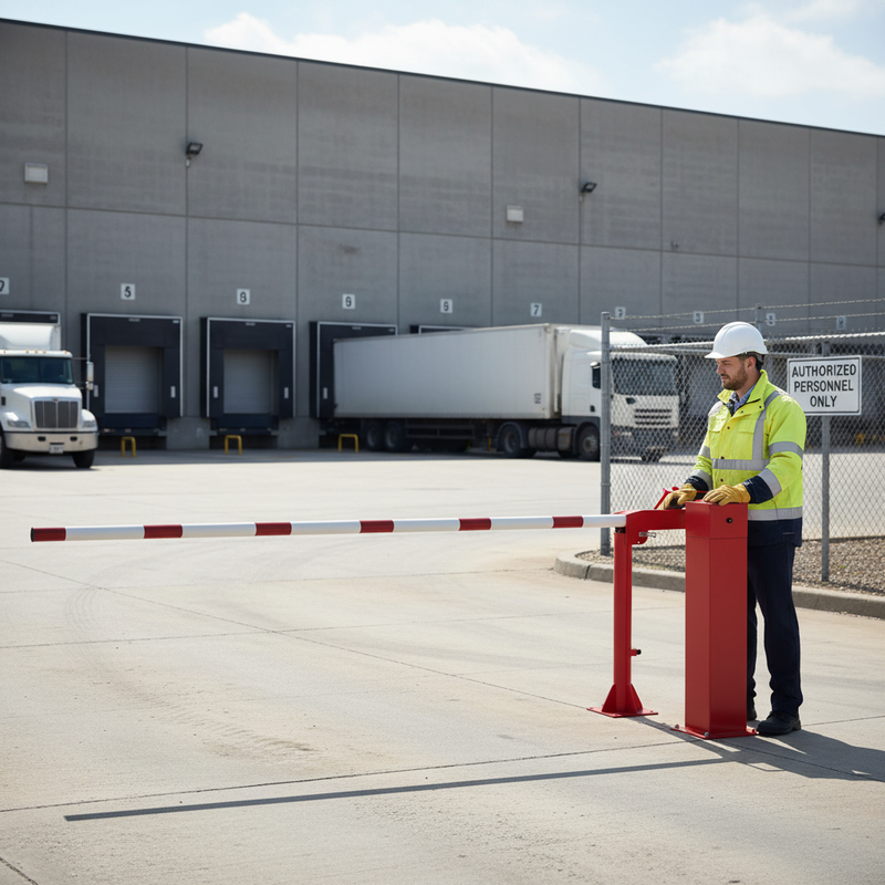 Light Gray Heavy Duty Manually Raised Arm Barrier for Secure Vehicle Access