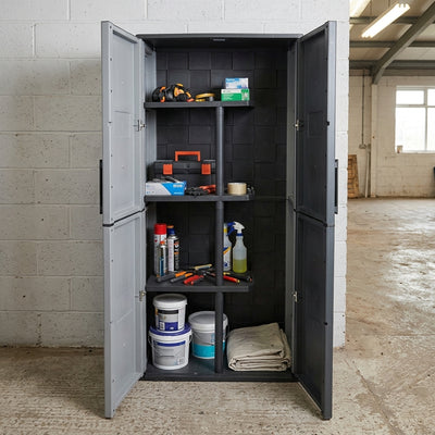 Industrial Plastic Utility Cupboard, 3 Half Shelves