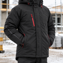 Black/Red Insulated Winter Coat with Flexible Lining (view 2)
