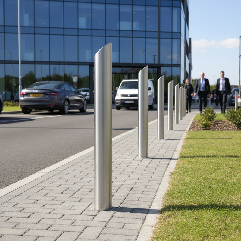 Dark Gray Elegant Premium Fixed Bollard - Stainless Steel - 1000mm Above Ground