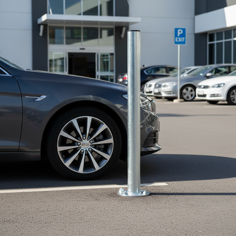 Light Slate Gray Premium Fixed Galvanised Post with Plastic Cap - 750mm Height