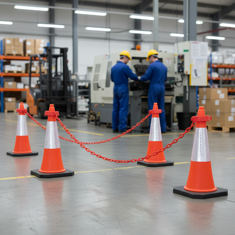 Dark Gray Premium Traffic Cone and Chain Barrier Kit - 5 Cones 750mm with Chains