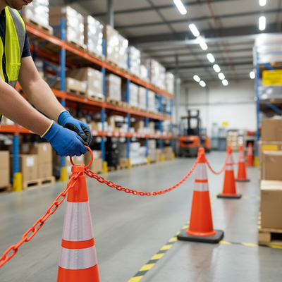 Premium Plastic Cone Chain 2.5m - High Visibility Red