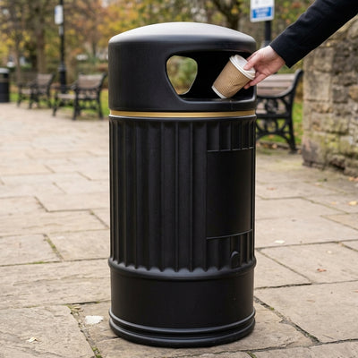 70 litre compact litter bin with double aperture, MDPE plastic