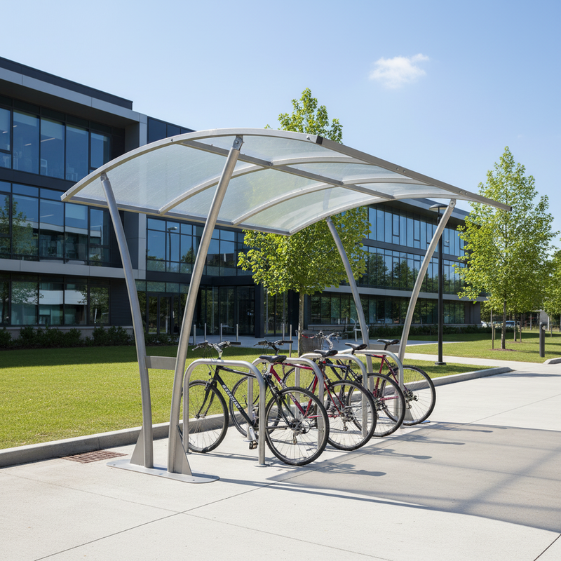 Light Gray Premium Cycle Shelter with Clear PETG Roof for Bicycles 2m - 5m
