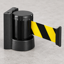 Yellow/Black Belted Magnetic Retractable Wall Barrier - 3m, 5m, 12m