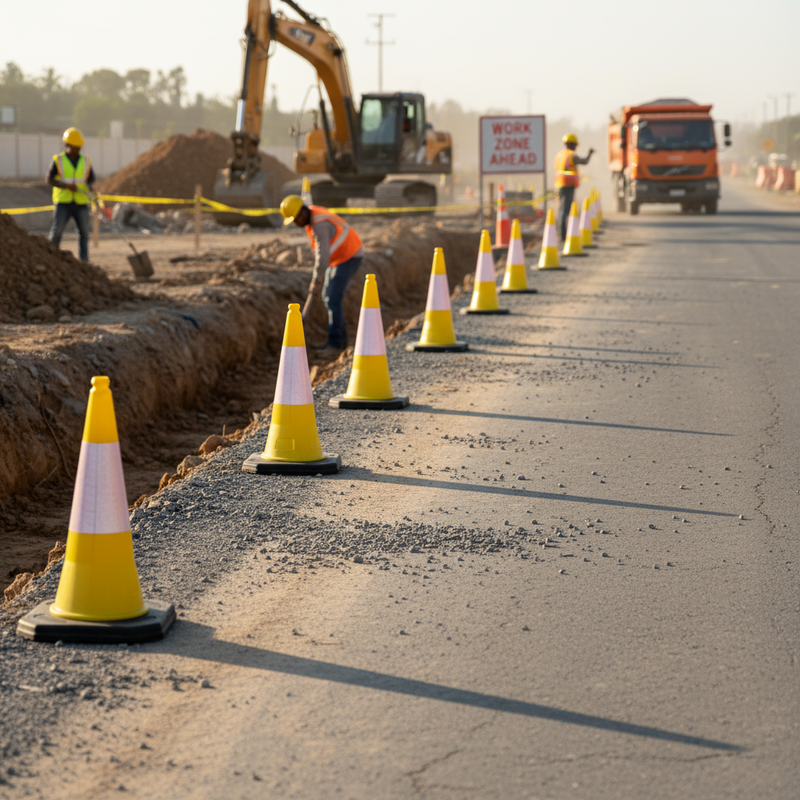 Rosy Brown Premium Yellow Traffic Cone - 750mm 2-Piece Design