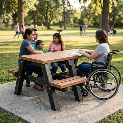 Wheelchair Accessible Picnic Table, Recycled Material
