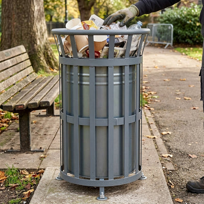 40 Litre circular steel open top litter bin