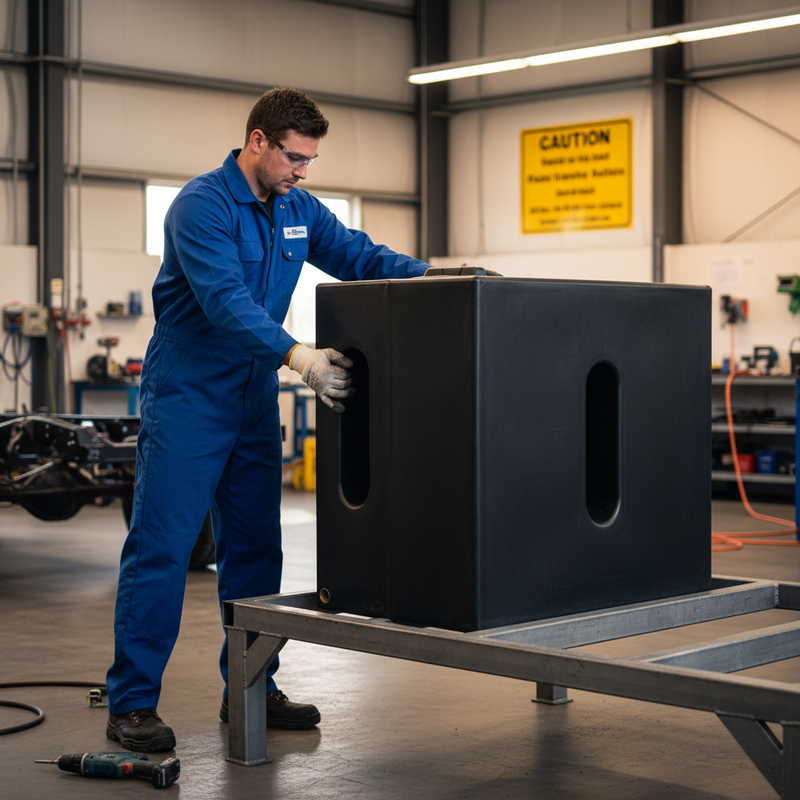 Dark Slate Gray Premium Rectangular Upright 500 Litre Baffled Water Storage Tank - Wide