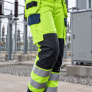 Women's Stretch Flame Retardant Trousers, Hi-Vis Class 2 Yellow/Navy (view 2)