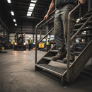 Black Premium Open Steel Stair Treads with Durbar Nosing and Customizable End Plates for Enhanced Safety