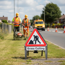 Dark Khaki Premium Men At Work Grass Cutting Supplementary Plate 750mm Q-Sign