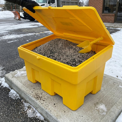 12 Cu Ft Polyethylene Grit Bin – 400kg Capacity with Angled Lid