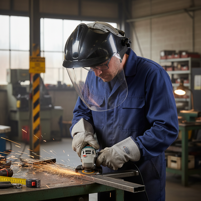 Premium Deluxe Brow Guard with Aspherical Polycarbonate Full Face Shield for Enhanced Protection and Comfort