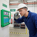 Gray Premium Wall-Mountable Eye Wash Station with Saline Solution