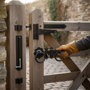 Premium Heavy Duty Gate Hardware Kit with Double-Sided Ring Handle Latch, 20cm Hinges, and 15cm Tower Bolt for Secure Locking