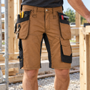 Brown/Black Flexible Work Shorts with Holster and Cargo Pockets