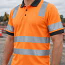 Hi-Vis Orange Class 2 Polo with Reflective Heat-Sealed Tape (view 2)