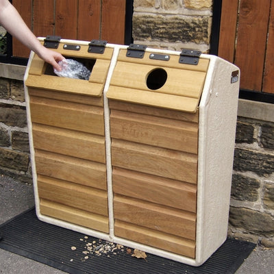 196 Litre Double Timber Fronted Recycling Unit