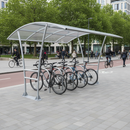 Gray Premium Double Width Cycle Shelter with Clear Weather Protection