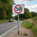 Dark Olive Green 30mph Heavy Duty Metal Sign Face - 750mm for Road Safety