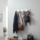 Premium 4-Hook Wall Mounted Coat Rack with White Board and Chrome Hooks - Compact 450mm Design for Entryways and Utility Spaces
