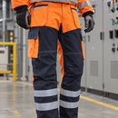 Hi-Vis Class 1 Reinforced Holster Pocket Trousers, Hi-Vis Orange/Navy (view 2)