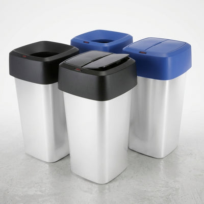 60 Litre Metal-Look Trap Door Waste Bin with Spring-Close Lid