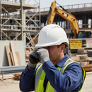 Gray Professional Safety Hard Hat with 6-Point Harness - White