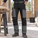EN 14404 Stretch Work Trousers, Tool Pockets - Steel Grey/Black
