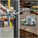 Dark Slate Gray Premium Galvanised 48.3mm J Clamp for Easy Tube Insertion and Roof Edge Guardrail Systems