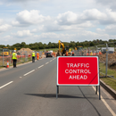 Dark Gray Heavy Duty Traffic Control Ahead Metal Sign - 1050mm x 750mm
