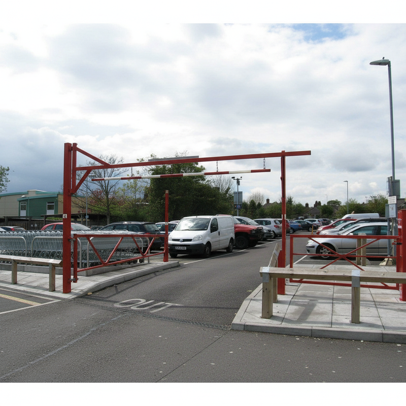 Light Gray Heavy Duty Swing Height Vehicle Restrictor with Swing Gate