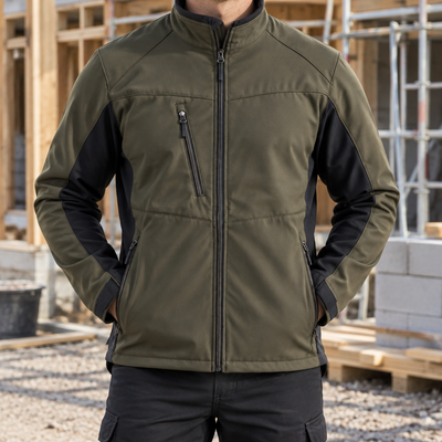 Dark Olive Green/Black Flexible Softshell Work Coat