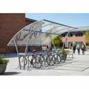 Gray Premium Open Sided Cycle Shelter with Clear PETG Roof 1m - 5m