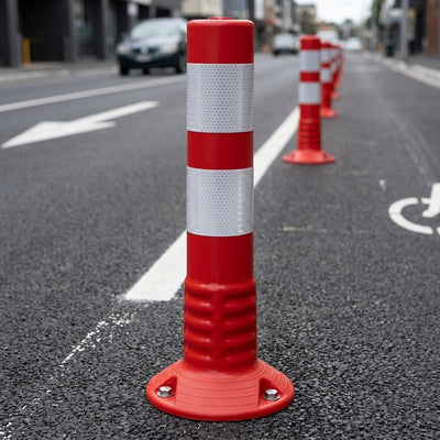 80mm Diameter x 460mm High Flexible Traffic Post Red