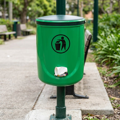 40 Litre Open Top Post Mountable Polyethylene Litter Bin