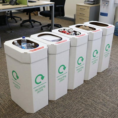 Corrugated Cardboard Recycling Bin 60L – Pack of 5 Colour-Coded