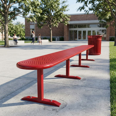 3000mm Steel Bench Vandal-Resistant Outdoor Seating