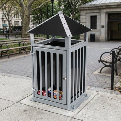 Steel Lidded Litter Bin 107L — 1033mm Height, Powder Coated