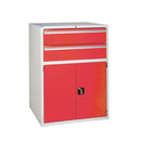 Light Gray 2 Drawers & Cupboard Euroslide Tool Cabinet - 1200mmH x 900mmW