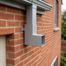 Flush Joint Aluminium Downpipe Bend 72x72mm — RAL 7036 / 92.5 Degrees (in use)