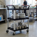 2-shelf plastic and aluminium service trolley, 560mm shelf spacing