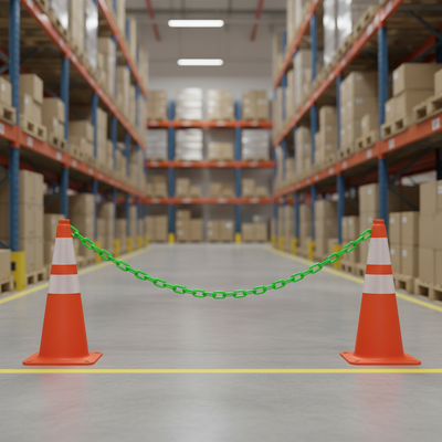 Premium 2.5m High Visibility Green Cone Chain for Safety