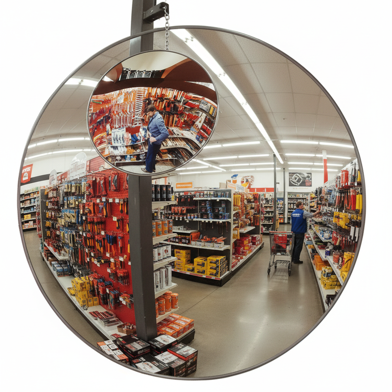 Rosy Brown High-Performance Magnetic Wall Mounted Anti-Theft Convex Mirror