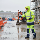 Gray Premium Two-Tone Hi-Visibility Waterproof Traffic Jacket - Yellow/Navy