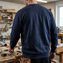 Crew Neck Cotton Work Sweatshirt - Dark Navy Blue/Hi-Vis Yellow