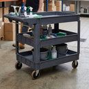 3-Tray Plastic Service Trolley with 225kg Capacity