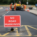 Dim Gray Premium No Road Markings Sign 1050x750mm - Heavy Duty Design